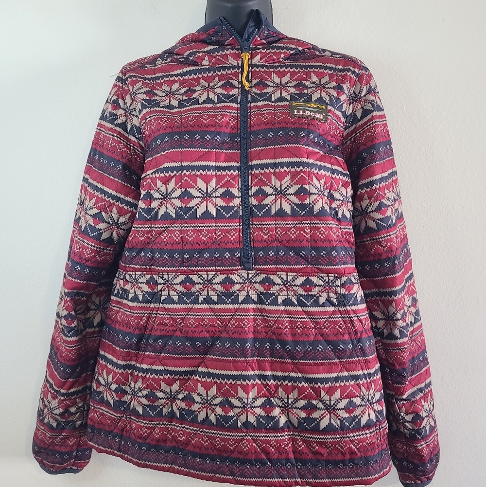 L.L.Bean Red and Black Patterned Pullover